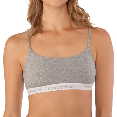 Produktbild von Fabio Farini - 1 Stück Frauen Unterwäsche - Damen Sport-BH aus Baumwolle mit Strech-Anteil bügellos, mit Spaghettiträgern und Logo-Bund