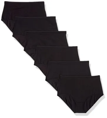 Produktbild von A. Essentials Damen Unterwäsche Baumwolle hochtailliert, 6er-Pack, Schwarz, 44