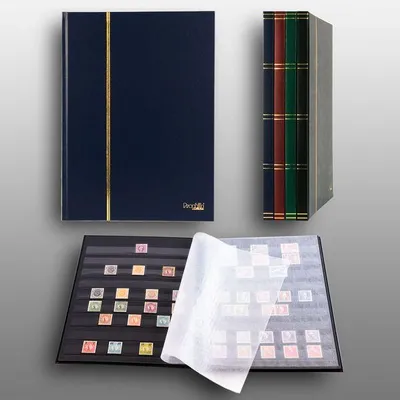 Produktbild von Prophila Collection 16 Schwarze Seiten A4 Briefmarken-Einsteckbuch blau