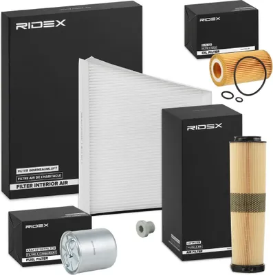 Produktbild von RIDEX Filterset Inspektionspaket Filtersatz passend für MERCEDES-BENZ E-Klasse Limousine (W211) E-Klasse T-modell (S211)