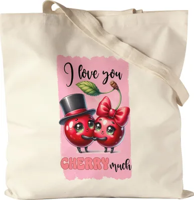 Produktbild von I Love You Cherry Much Lustiger Jutebeutel Geschenk für Kirschen Liebhaber Valentinstag