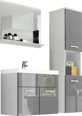 Obrázok produktu pre Kúpeľňová súprava MAYRA - biela / sivý lesk