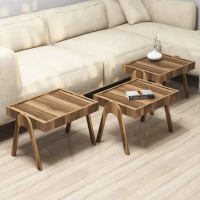 Image de Strembo - Table basse, 54x40x64h cm Noyer Marron, Tiroirs