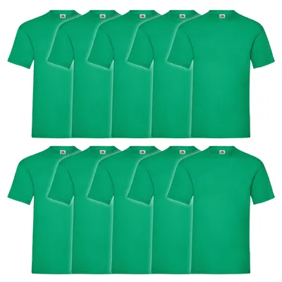 Produktbild von 10er Pack Fruit of the Loom Valueweight T-Shirt + GRATIS MyShirt Stoffbeutel Farbe: maigrün Größe: XL