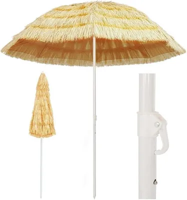 Produktbild von Strandschirm, Sonnwnschirm, Sonnenschirm, Parasol, Ampelschirm, Natur 240 cm Hawaii Style