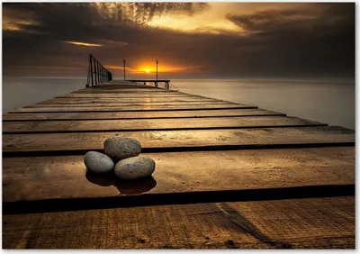 Produktbild von Tulup® Leinwandbild - 100x70 cm - Wandkunst - Drucke auf Leinwand - Leinwanddruck  - Landschaften - Braun - Hölzerner Pier