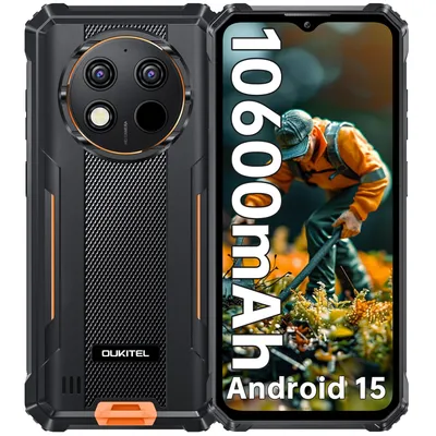 Produktbild von OUKITEL G1S Outdoor Smartphone ohne Vertrag, 10600mAh Akku Outdoor Handy Android 15, 16GB RAM + 128GB, 4G Dual SIM, NFC, 6,52 Zoll, 1TB TF, Orange