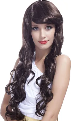 Produktbild von Glamouröse lange braune Perücke mit Locken für Damen