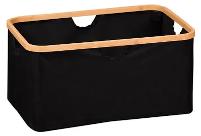 Aufbewahrungskorb aus Bambus und Polyester, 54x37x26 cm, Schwarz