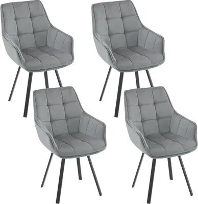 Produktbild von EUGAD 4 x Esszimmerstühle drehbar, bequem modern, mit Metallbeinen, Dunkelgrau