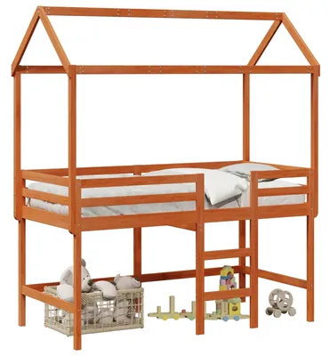 Produktbild von vidaXL Hochbettrahmen Wachsbraun 90 x 190 cm Massives Kiefernholz