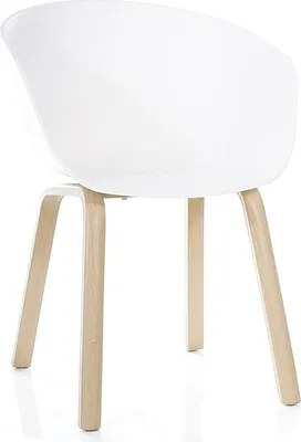 Produktbild von CEHA Esszimmer- und Bürostuhl Malte | Schale weiß mit Metallgestell in Eiche Holzoptik | Dinner Esszimmerstuhl | 4er SET