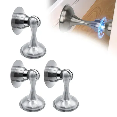 Produktbild von Türstopper, 4 Stück Magnetischer Türstopper, hochwertige Edelstahl-Türstopper für Wand- und Bodenmontage, Türstopper für die Unterseite der Tür