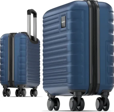 Produktbild von Travely Premium Handgepäck Koffer 45x36x20cm - passend für Ryanair, Lufthansa, Eurowings und co. I 32L Trolley Handgepäck mit sanften Rollen und praktischem TSA Schloss, Reisekoffer, Blau