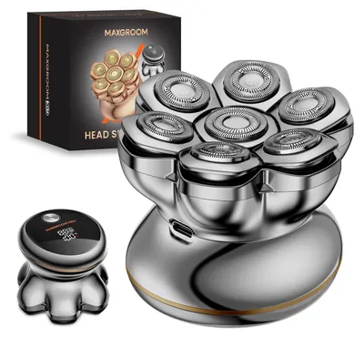 Produktbild von 7D PRO Glatzen Rasierer Herren IPX6 Wasserdicht Kopfrasierer Glatze mit Magnetische Schwebender Kopf 1400mAh Akku Kopf Rasierer Herren 8800RPM Silber Head