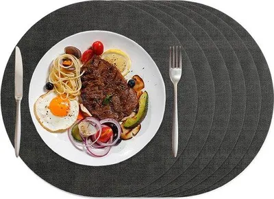 Produktbild von Famanu Platzsets rund aus Kunstleder - 6 Stück - abwaschbar - 33 x 33 cm - hitzebeständig - rutschfest