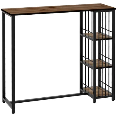 Produktbild von Bartisch Stehtisch Küchentresen, Industriedesign, 3 Regale, 120 x 40 x 105 cm; Schwarz + Braun