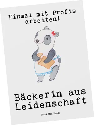Produktbild von Mr. & Mrs. Panda Postkarte Bäckerin Leidenschaft - Weiß - Geschenk, Lustig, Postkarten, Bäckerei, Ansichtskarte, Spruch, Grußkarte, Beruf, Ansichtskarten, Konditorin