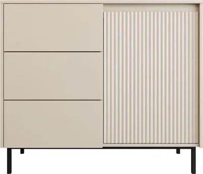Produktbild von MIRJAN24 Kombikommode Ozmi 1D3SZ, Kommode mit Drehtür und drei Schubladen, Griffloses Öffnungssystem push to open (Farbe: Cashmere)