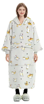 Productafbeelding van Solidchoice - Draagbare Sherpa Fleece Hoodie Dekentje voor Kinderen