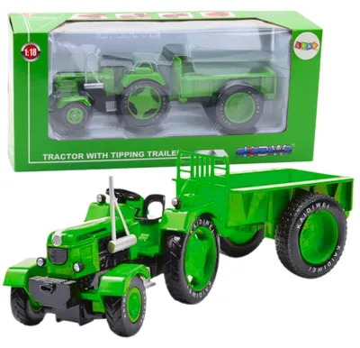 Immagine prodotto di Trattore agricolo con rimorchio in metallo verde 1:18