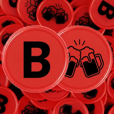 200 rote Bierbons "B" Ø 24 mm Kunststoff
