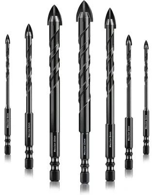 Productafbeelding van Boorset voor tegels, 3 mm - 12 mm, met kruiskoppen van wolfraamcarbide, geschikt voor tegels, keramiek, glas en hout