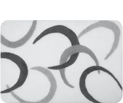 Produktbild von Spirella Badteppich Badematte Duschvorleger Acryl Hochflor | flauschig | rutschhemmend | geeignet für Fußbodenheizung | 55x65 cm | Weiß Grau