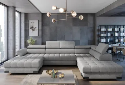 Immagine prodotto di Divano angolare in tessuto per la zona giorno Letto a U funzione divano design imbottitura tessile angolare