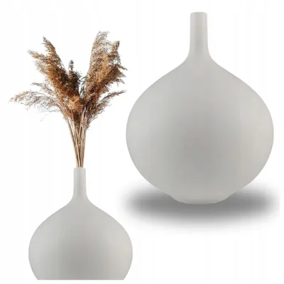 Produktbild von Vase Weiß 25.0 cm – Dekovase aus Keramik – Blumenvase für Wohnzimmer, Schlafzimmer und Büro