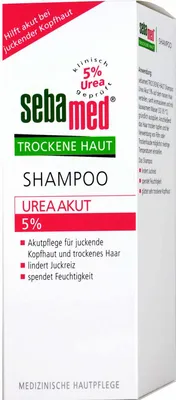 The image shows the front and side of a Sebamed shampoo box.