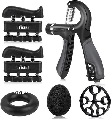 Produktbild von Handtrainer-Set mit 6 Stücken, Unterarm-Trainingsgerät, Handgrippers mit einstellbarer Widerstandsstufe, 2-Finger-Training, Vingerafstand, Grifftraining