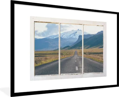 Produktbild von MuchoWow® MuchoWow® Gerahmtes Poster Aussicht - Straße - Berg 90x60 cm - Poster mit zchwarzem Bilderrahmen - Wanddekoration - Fotos