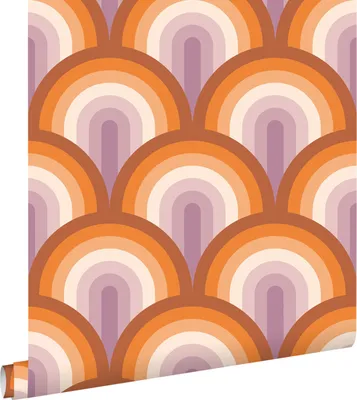 Zdjęcie produktu dla ESTAhome Tapeta motyw art déco pomarańczowymIfioletowym 50 x 900 cm
