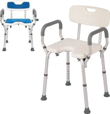 Produktbild von Famanu Duschhocker Aluminium - Silber mit Armlehnen und Rückenlehne