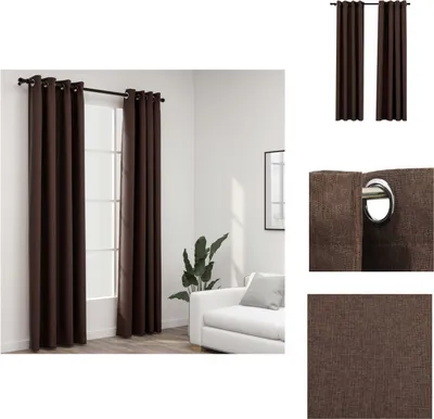 Produktbild von vidaXL Verdunkelungsvorhänge Ösen Leinenoptik 2 Stk. Taupe 140x225 cm - Vorhänge & Gardinen
