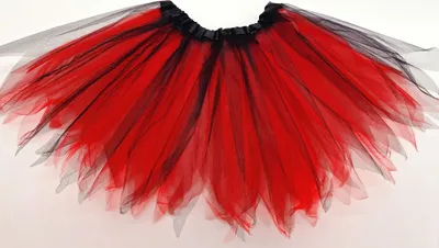 Produktbild von Tütü Tüllrock Petticoat Ballett Kleid gezackt Junggesellenabschied Fasching Erwachsen 3 Lagen M L XL  45cm Schwarz/Rot