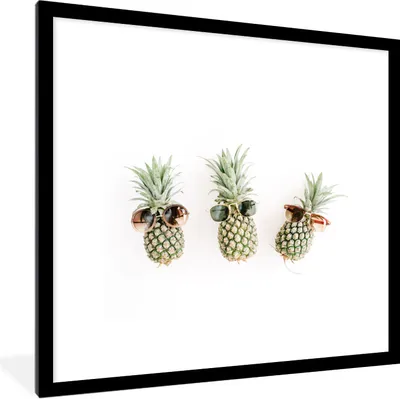 Produktbild von MuchoWow® Gerahmtes Poster Ananas - Sonnenbrille - Gelb 40x40 cm - Poster mit Schwarzem Bilderrahmen Wandposter Rahmen Foto Bilder - Poster - Plakat im Rahmen