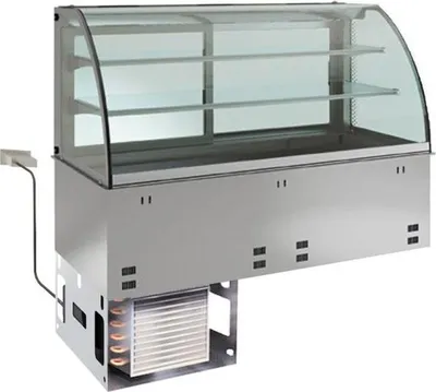 Produktbild von KBS Einbaukühlvitrine 1455x700x1190 mm GN 4/1 Umluftkühlung mit Glasaufbau 230 V