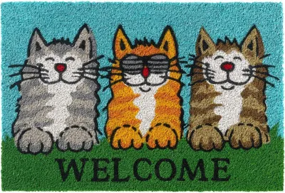 Produktbild von Kokosmatte Katzen Welcome Spruch als aussen Sauberlaufmatte