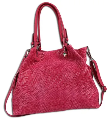 Immagine prodotto di Borsa da donna Florence in vera pelle fucsia con motivo intrecciato OTF163P