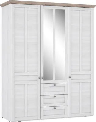 Produktbild von Furniture24 Kleiderschrank Iloppa Tiqs833S1 Drehtürenschrank 155 X 192.6 X 57.3 Cm Schrank Mit Spiegel