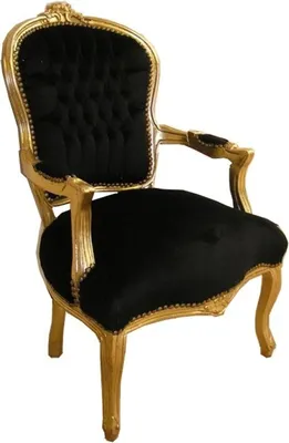 Produktbild von Casa Padrino Barock Salon Stuhl Schwarz / Gold - Antik Stil Möbel