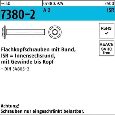 Produktbild von Reyher Flachkopfschraube Schraube Iso 7380 2 M6x20 T30 Edelstahl 500 Stück