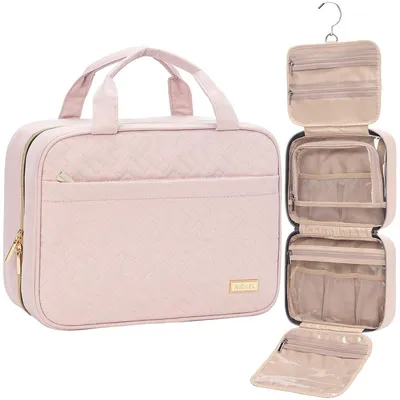 Produktbild von Kulturtasche mit Haken Reise für Damen Beauty Case Schminktasche Hänge-Kulturtasche Reise Organizer für Herren, Damen, Mädchen & Kinder Groß Rosa