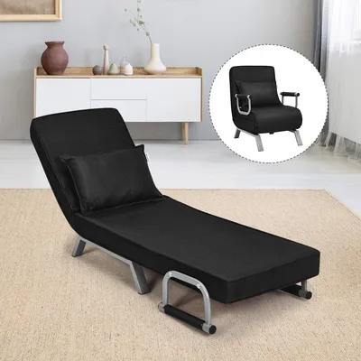Produktbild von Schlafsofa klappbar, Sofa mit Bettfunktion, Klappsessel Sofabett Schlafsessel Einstellbar, Sofabett Sofa mit Schlaffunktion (Schwarz)