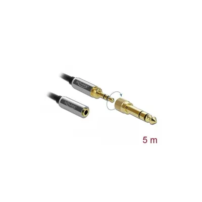 Productafbeelding van 3,5 mm audio verlengkabel, 3-polige stekker > aansluiting (zwart, 5 meter, met 6,35 mm schroefadapter)