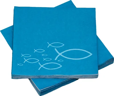 Produktbild von Servietten Fische türkis / blau (20 Stück) Taufe Kommunion Konfirmation