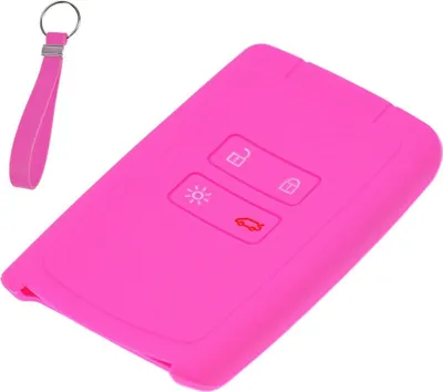 Produktbild von Auto Schlüssel Silikon Schutz Hülle + Schlüsselband Pink kompatibel mit Renault Megane Kadjar Clio Captur 4 Tasten KEYLESS SMARTKEY