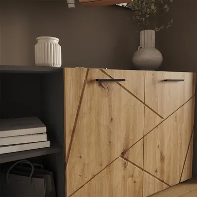 Obrázek produktu pro Botník Vicco Irma Antracit/Artisan 106 x 63 cm se 2 dveřmi, Model 59041